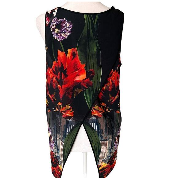 Clover Canyon Small womens Sleeveless tank pop over abstract black white red Top - Picture 2 of 8